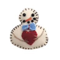 Handmade Felt Snowman w/Red Heart Pin Quirks!