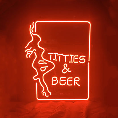 Titties Beer wit Girl Neon Sign Light Neon Signs Land