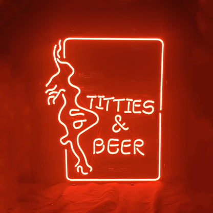 Titties Beer wit Girl Neon Sign Light Neon Signs Land
