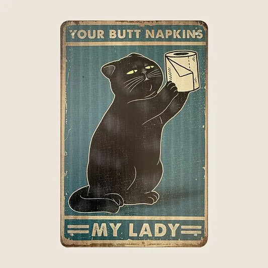 Vintage Cat Monster Painting Aluminum Wall Decor Art