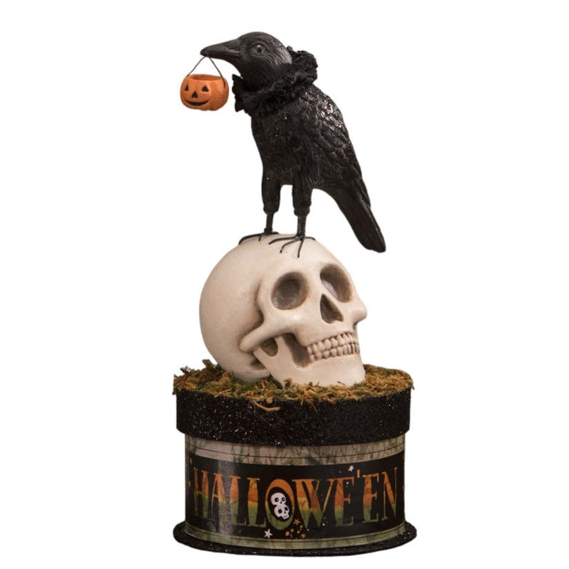 Crow and Skull on Box by Bethany Lowe Designs Quirks!