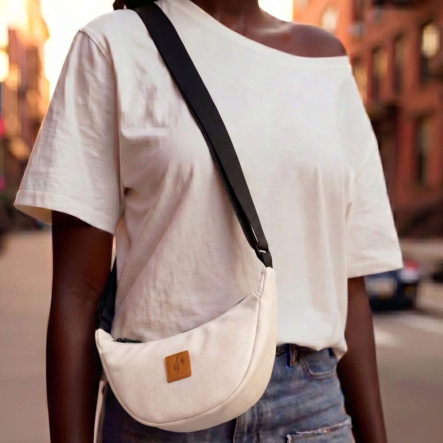 Round Mini Vegan Leather Shoulder Bag - Vegan Leather Purse