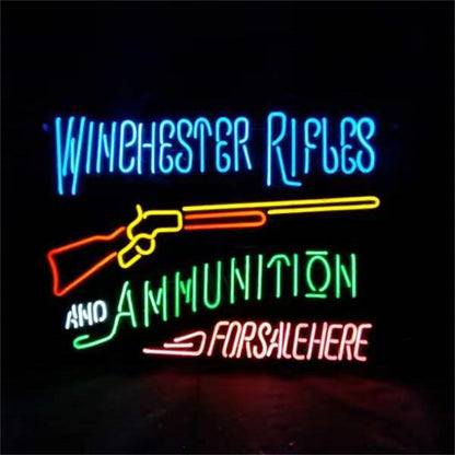 Winghester Rifles And Ammunition Neon Sign Light Neon Signs Land