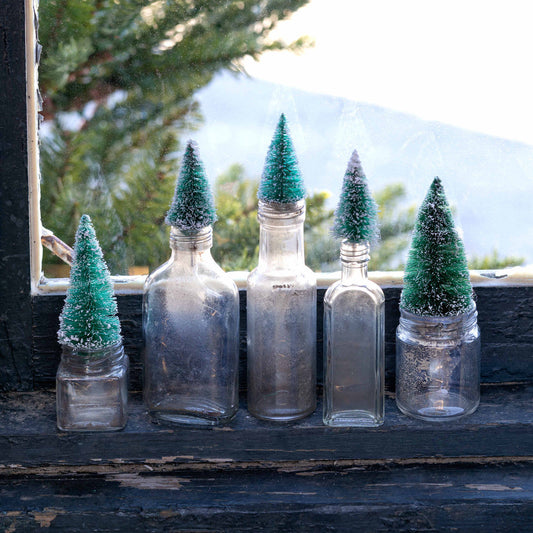 Vintage Mini Bottle Brush Tree Topped Bottles Quirks!