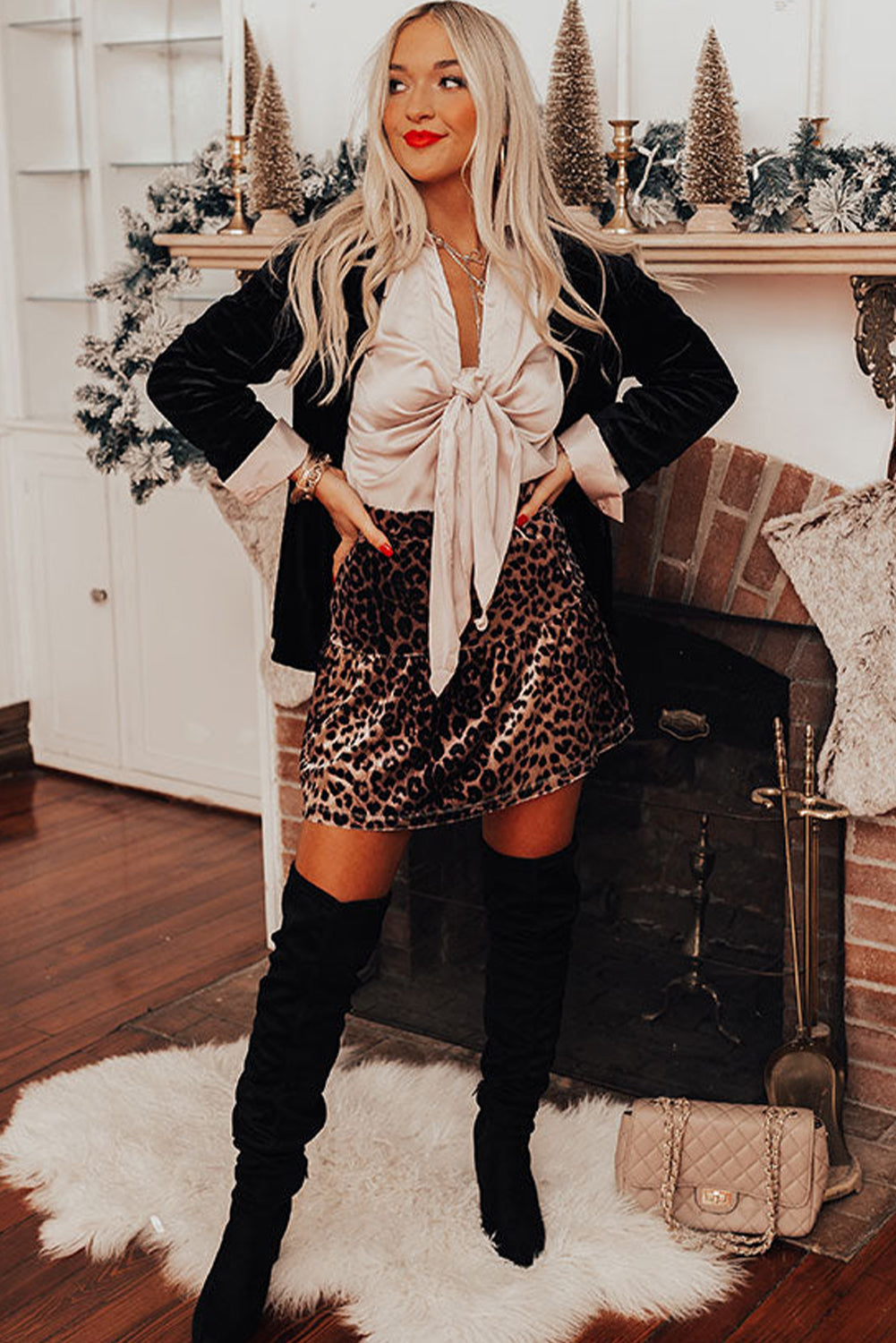 Brown Leopard Tiered Patchwork Hot Mini Skirt Shewin