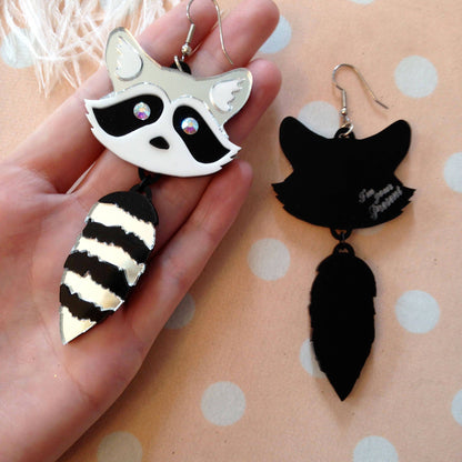 Raccoon Heads And Tails Earrings Quirks!