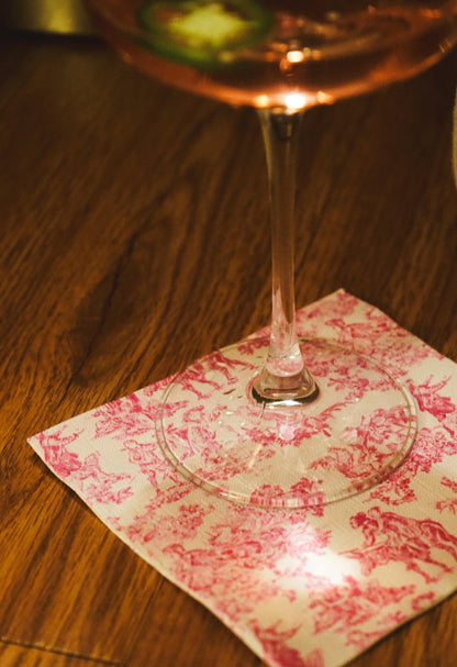 French Toile Inspired Cocktail Napkin