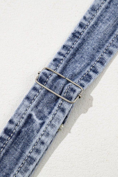 Sail Blue Straight Leg Pockets Denim Bib Overall Shewin