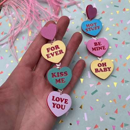 Valentine's Day Conversation Heart Statement Earrings Quirks!
