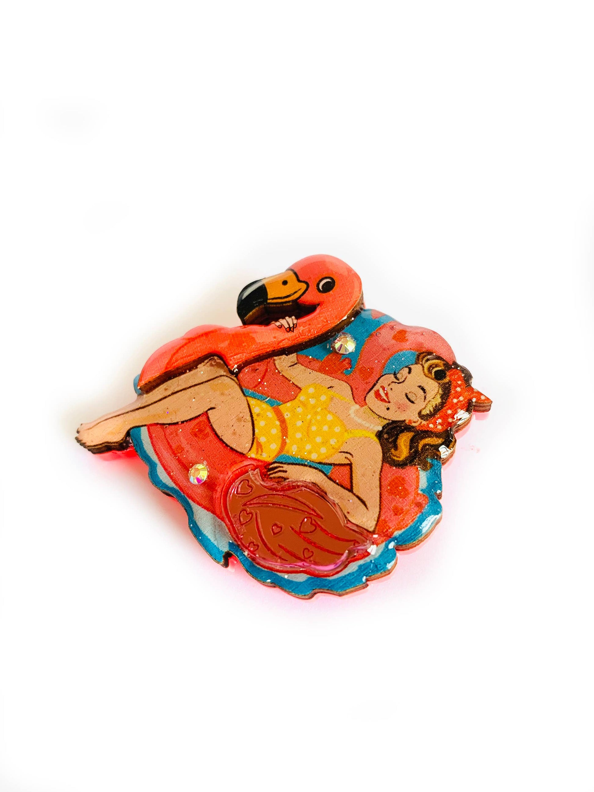 Frankie & the Flamingo Float Brooch by Rosie Rose Parker Quirks!