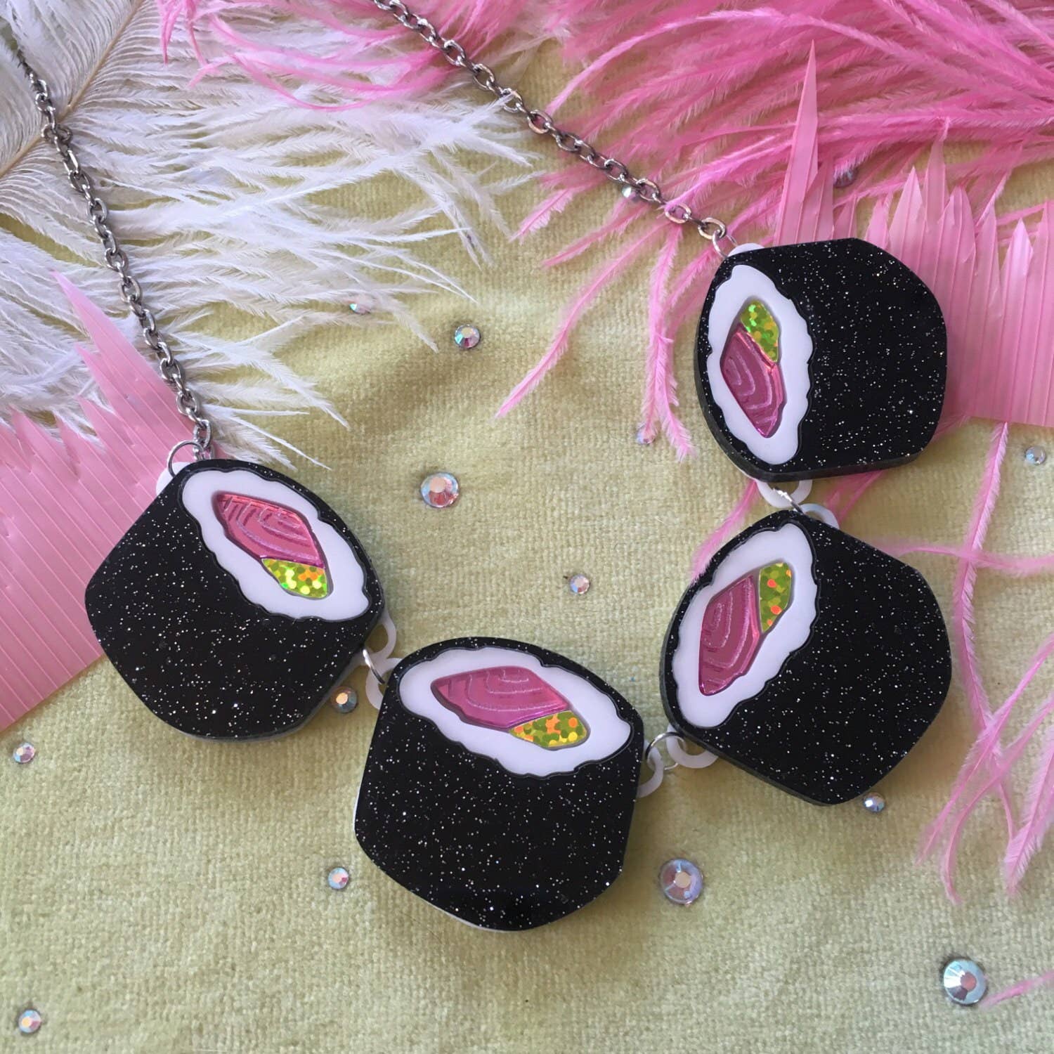 Glitter Sushi Roll Statement Necklace Quirks!