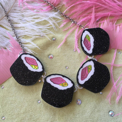 Glitter Sushi Roll Statement Necklace Quirks!