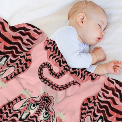 Pink Tibetan Tiger Rug Throw Blanket