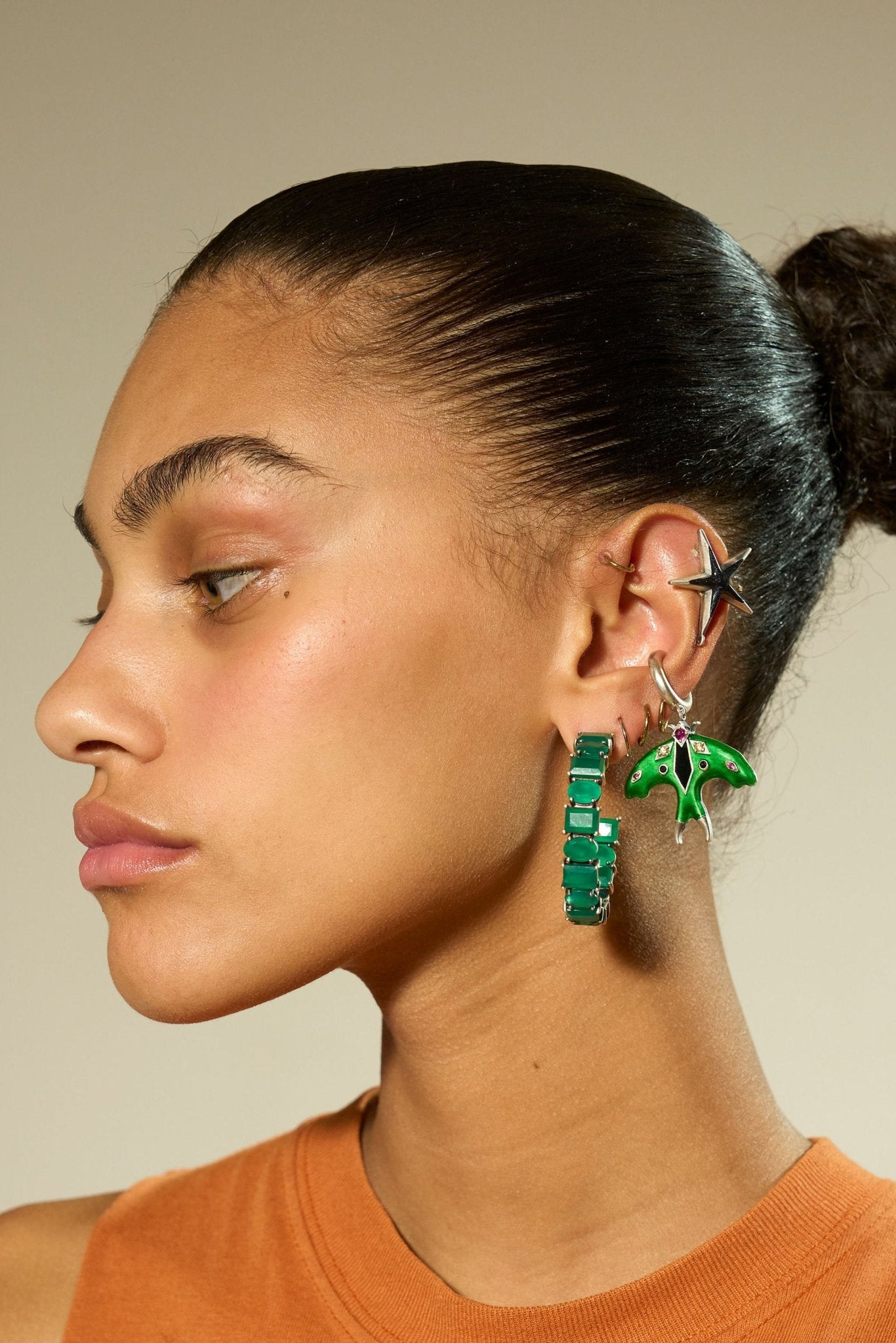 Luna Moth Enamel Ear Cuff (Silver) SHIPS IN APRIL
