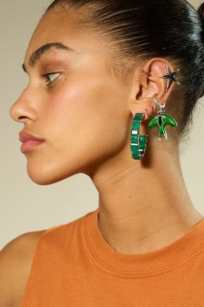 Quarry Hoops in Green Onyx (Silver) SHIPS IN APRIL
