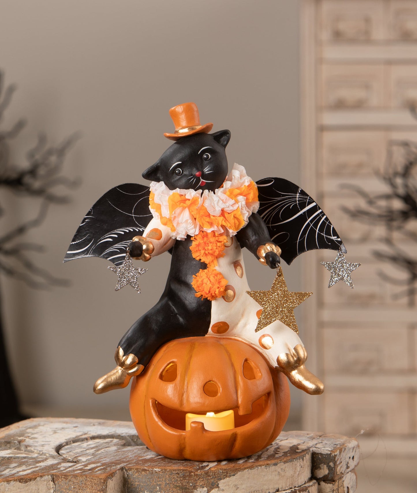 Clowning Cat on Jack | Halloween Decor | Bethany Lowe