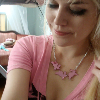 Mirror Bouncing Bunnies Bunny Rabbit Statement Necklace Quirks!