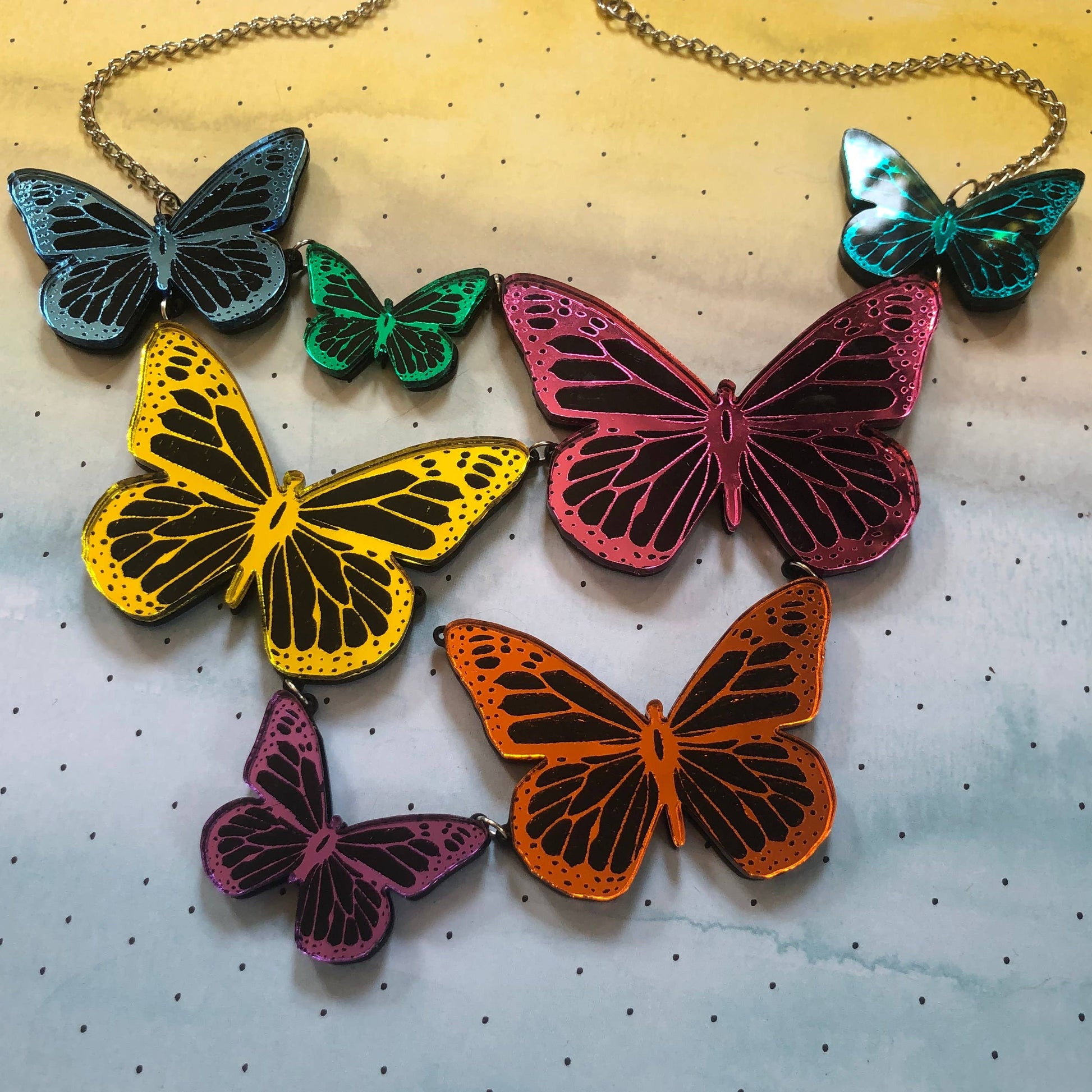 Mirrored Rainbow Butterfly Statement Necklace Quirks!