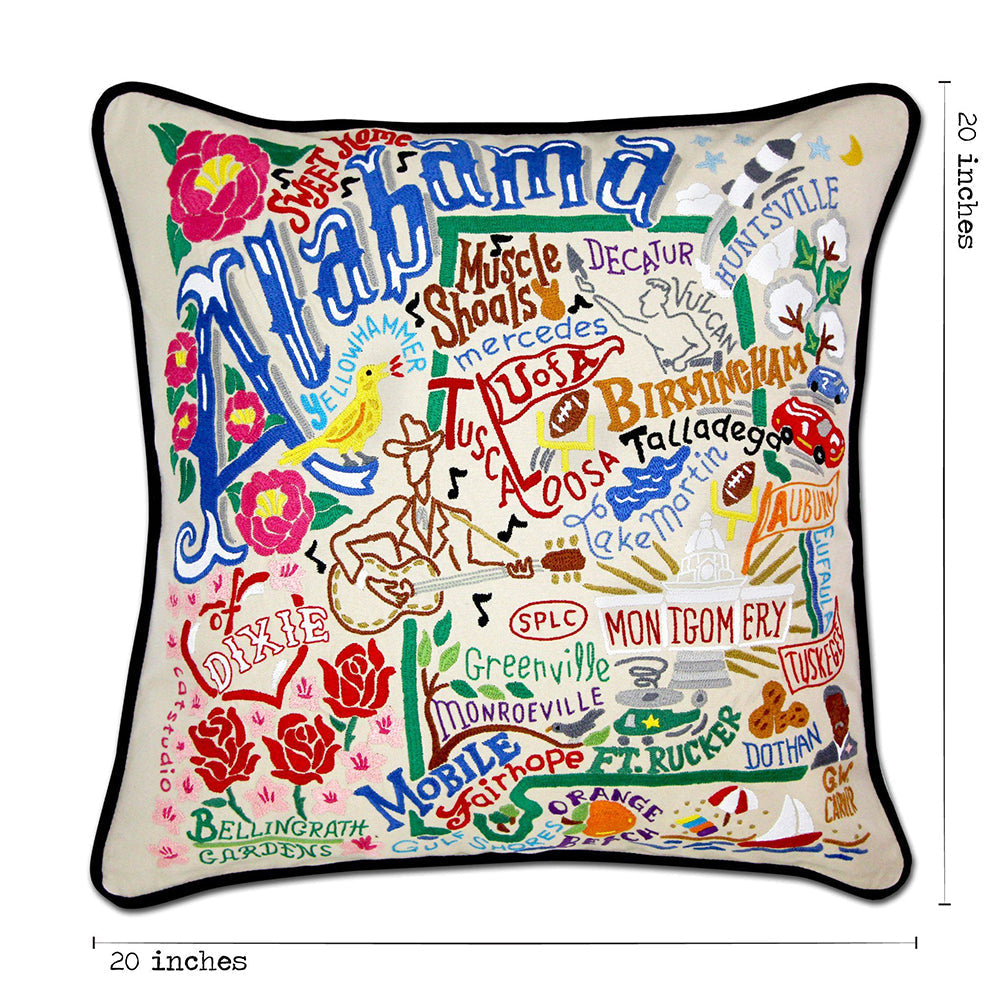 Alabama Hand-Embroidered Pillow Quirks!