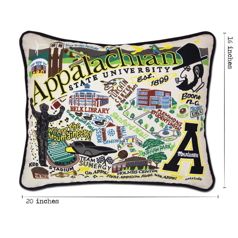 Appalachian State University Collegiate Embroidered Pillow by CatStudio Quirks!