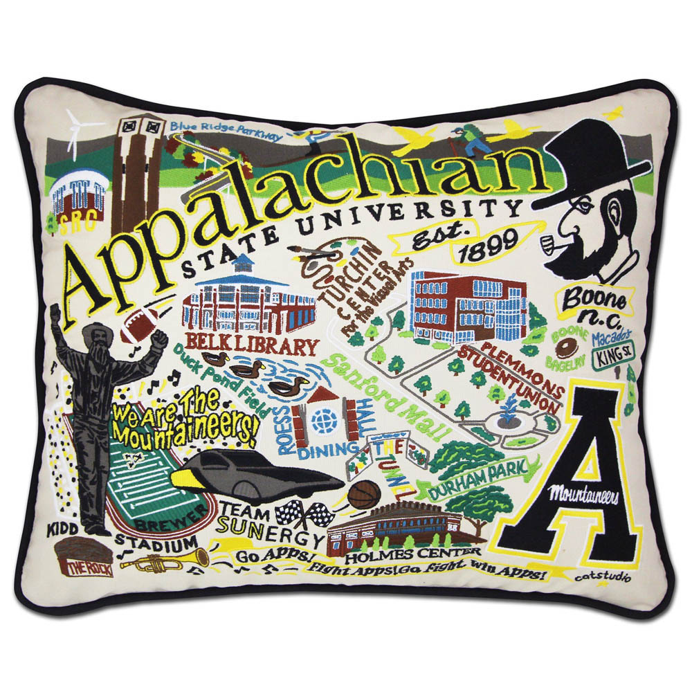 Appalachian State University Collegiate Embroidered Pillow by CatStudio Quirks!