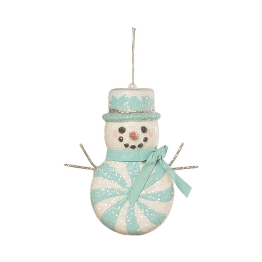 Aqua Peppermint Snowman Ornament by Bethany Lowe Designs Quirks!