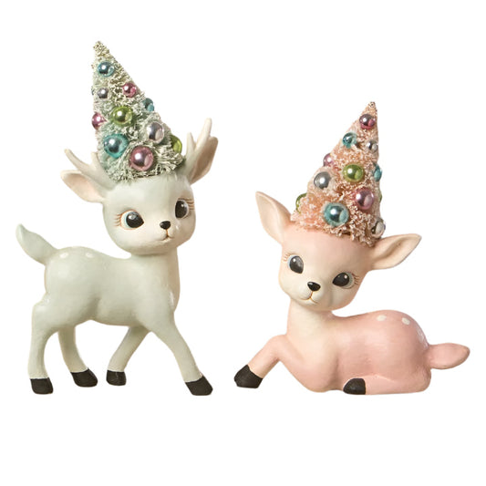 Pink & Aqua Reindeer with Tree Set/2 by Bethany Lowe Designs Quirks!