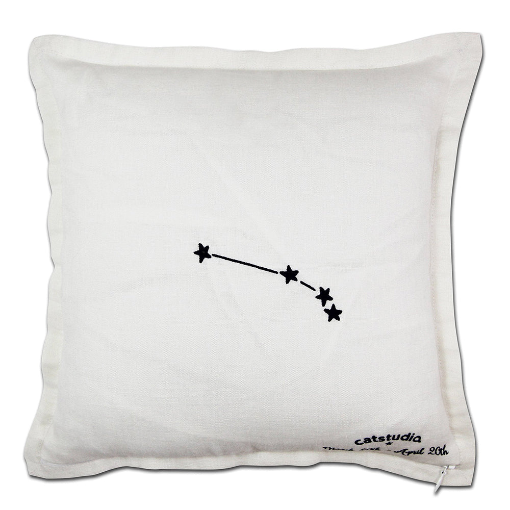 Aries Astrology Hand-Embroidered Pillow by Cat Studio Quirks!