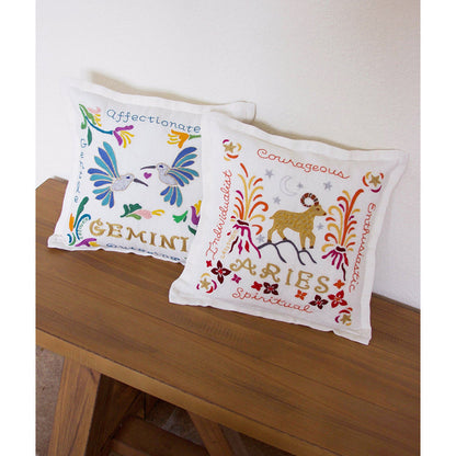 Aries Astrology Hand-Embroidered Pillow by Cat Studio Quirks!