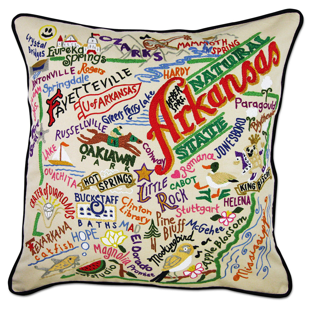 Arkansas Hand-Embroidered Pillow Quirks!