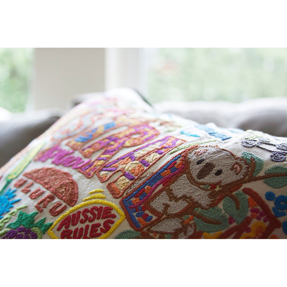 Australia Hand-Embroidered Pillow Quirks!