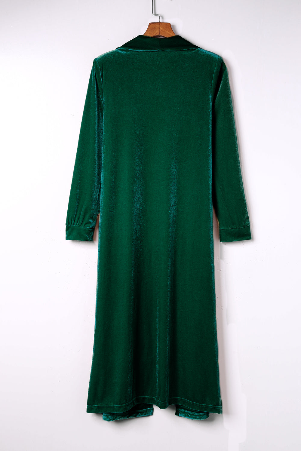 Red Velvet Elegant Open Front Pocket Long Cardigan Shewin