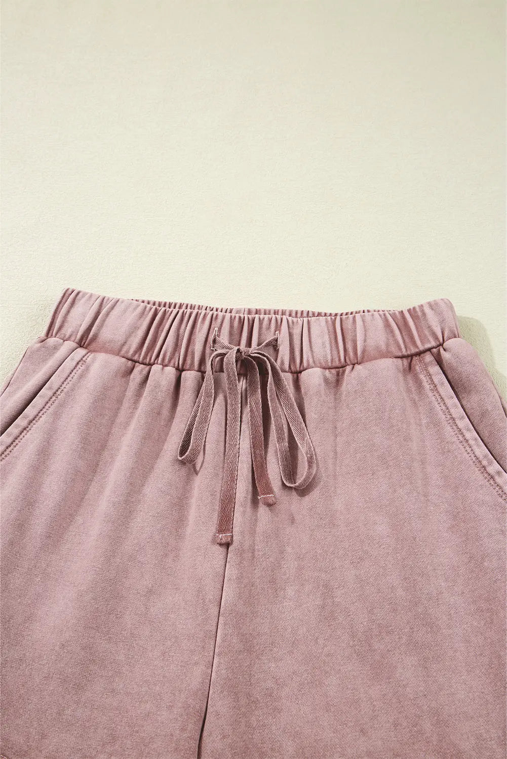 Mineral Wash Tiered Wide Leg Patchwork Drawstring Pants Shewin