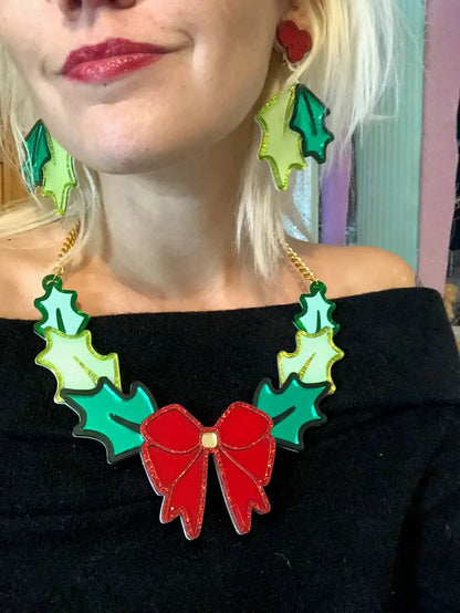 Christmas Holly Acrylic Statement Earrings Quirks!