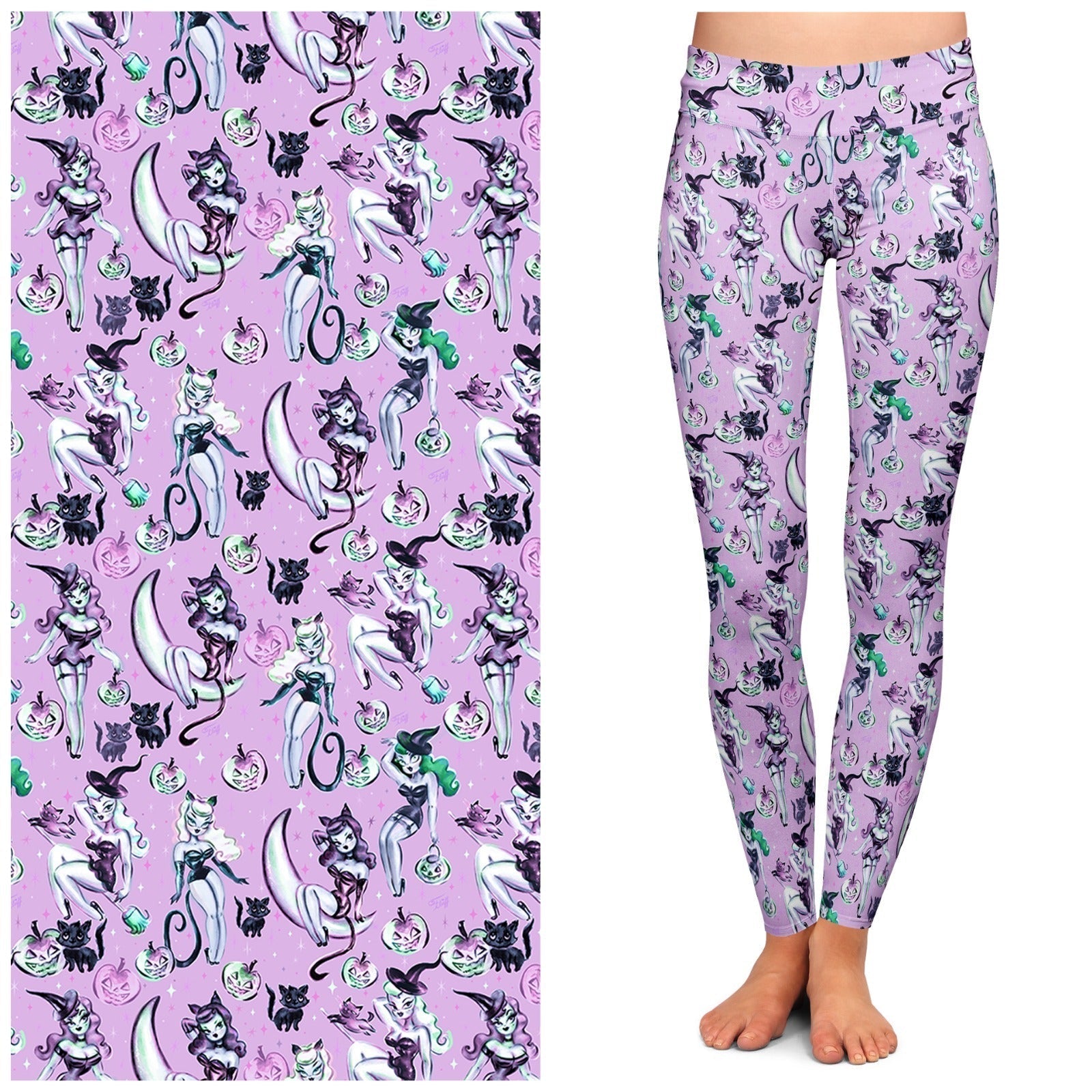 Vintage Witches Light Leggings by Miss Fluff x Lipstick & Chrome Quirks!