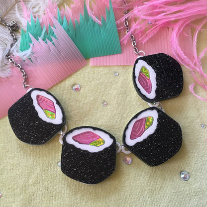 Glitter Sushi Roll Statement Necklace Quirks!