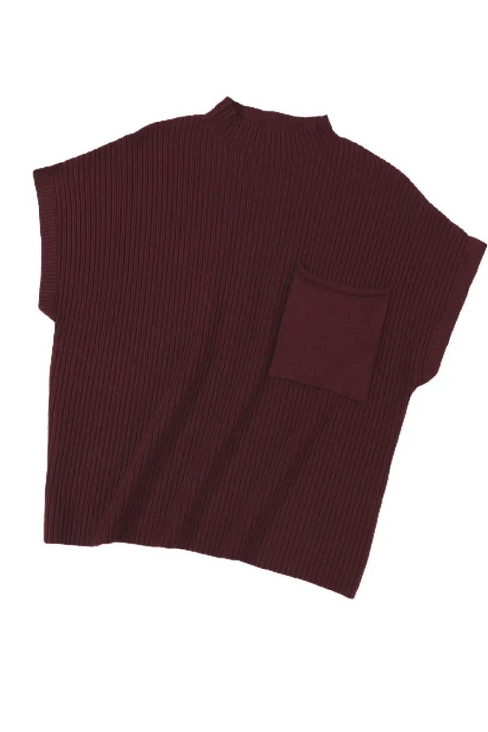 Gold Flame Patch Pocket Ribbed Knit Short Sleeve Sweater Shewin