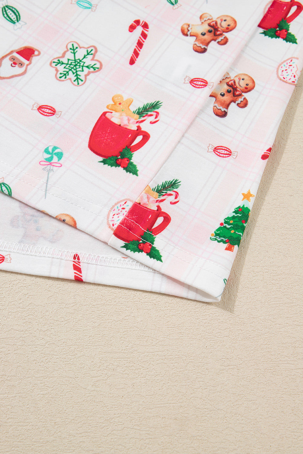 Pink Christmas Spirit Cute Holiday Print Short Sleeve Shirt and Pants Pajama Set