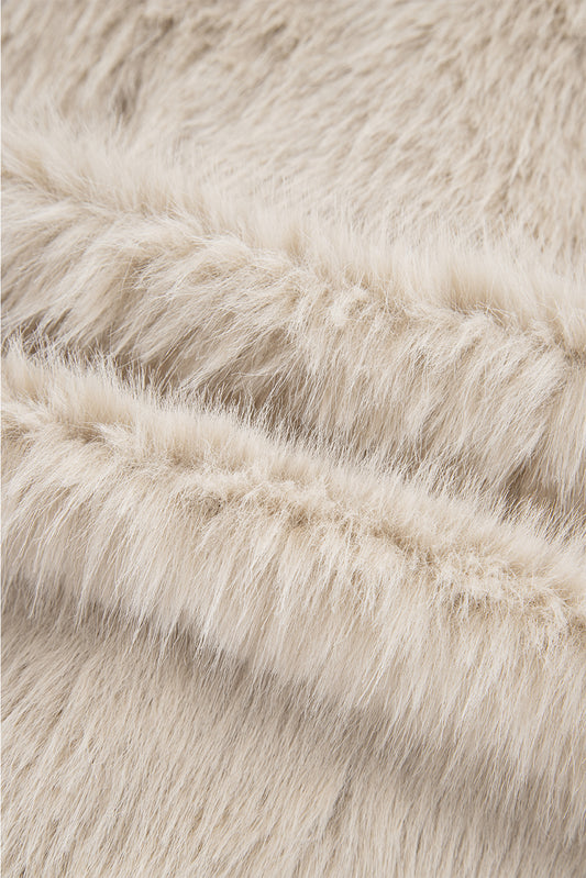 Jet Stream Solid Long Sleeve Thick Fuax Fur Coat