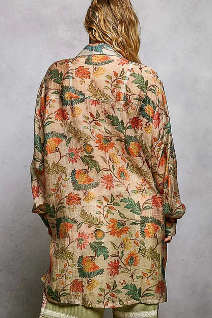 POL Metal Button Down Floral Long Sleeve Shirt - Creative Freedom Collective