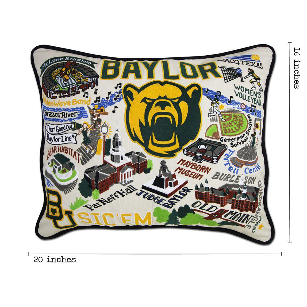 Baylor University Collegiate Embroidered Pillow by Cat Studio Quirks!