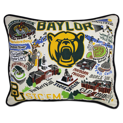 Baylor University Collegiate Embroidered Pillow by Cat Studio Quirks!