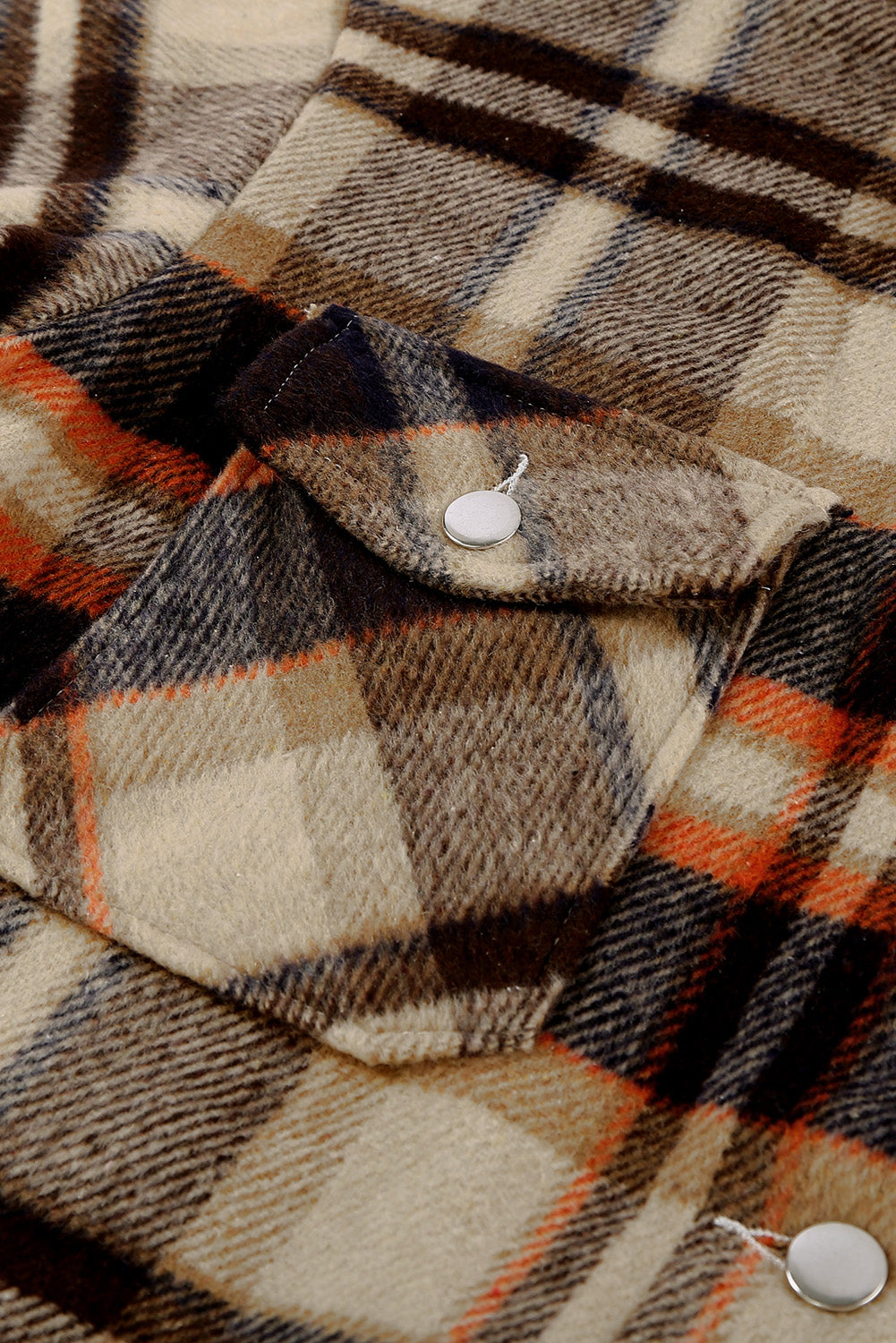 Brown Plaid Button Up Long Sleeve Flannel Shacket Shewin
