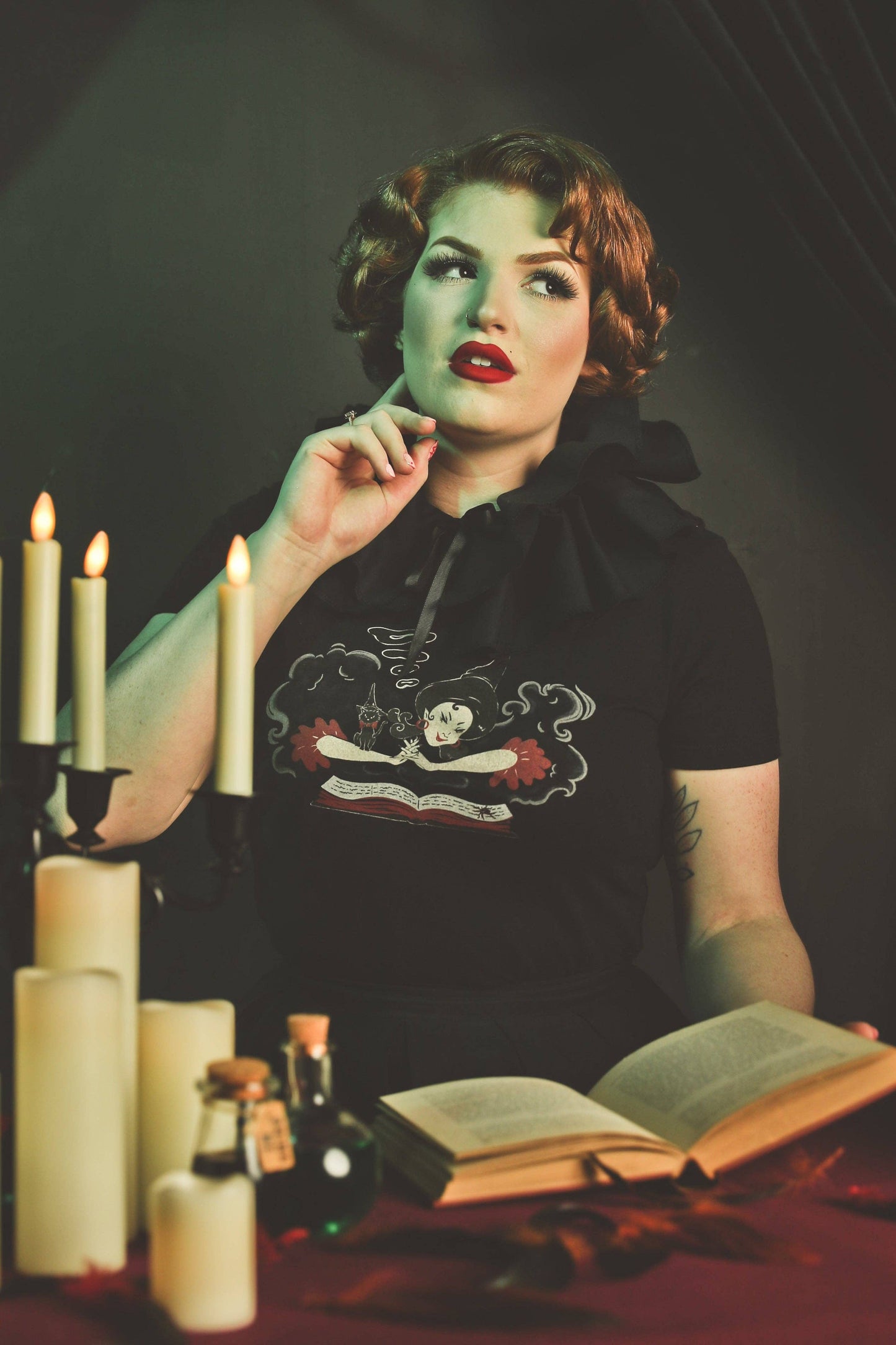 Witch Bible Fitted Tee in Black - SMALL Quirks!