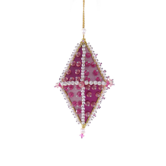 Retro Pink Beaded And Sequined Diamond Ornament Quirks!