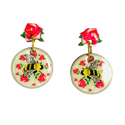 Pretty Bee & Roses Earrings by Rose Rose Parker