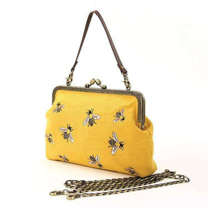 Bees Kisslock Handbag: Black