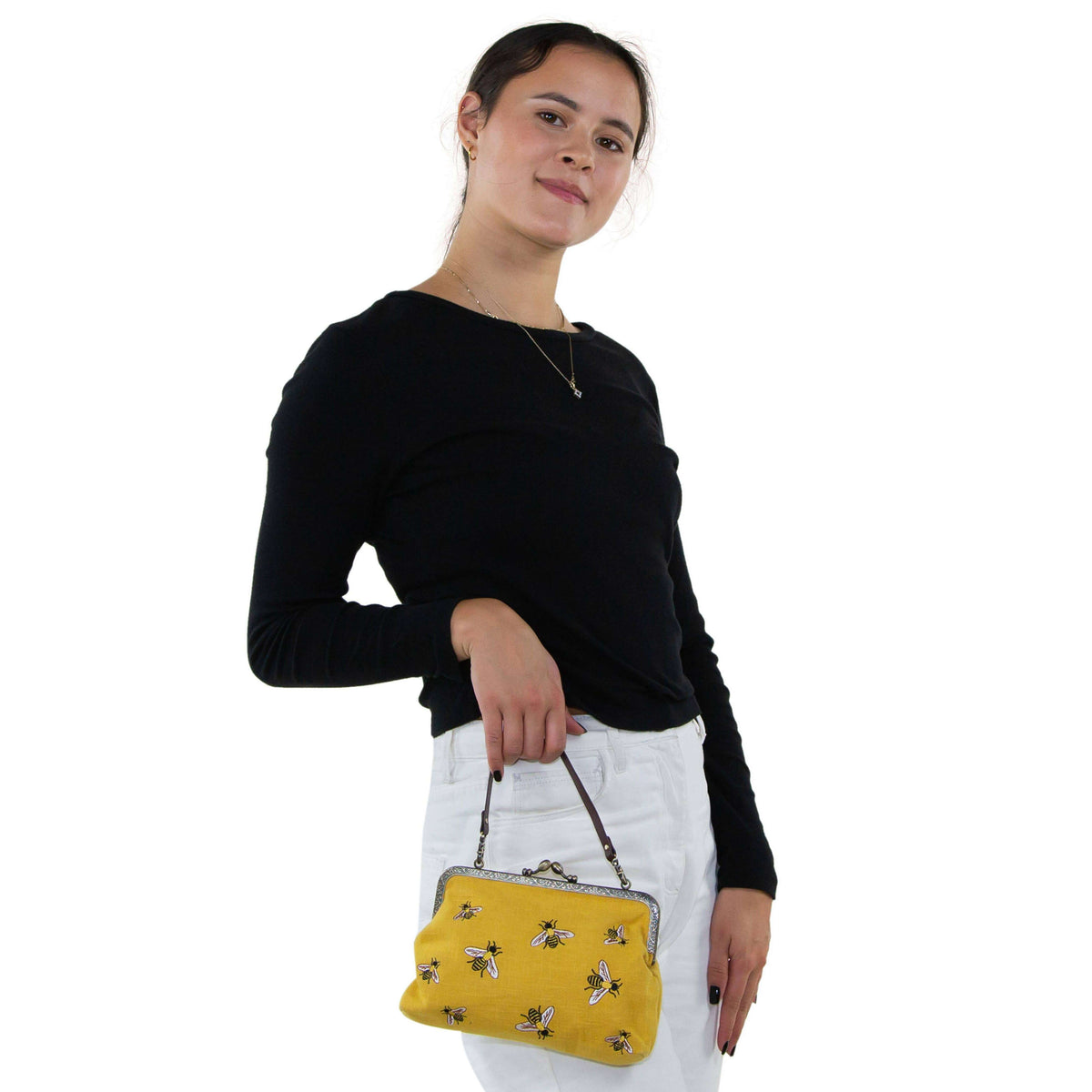 Bees Kisslock Vintage Style Convertible Handbag
