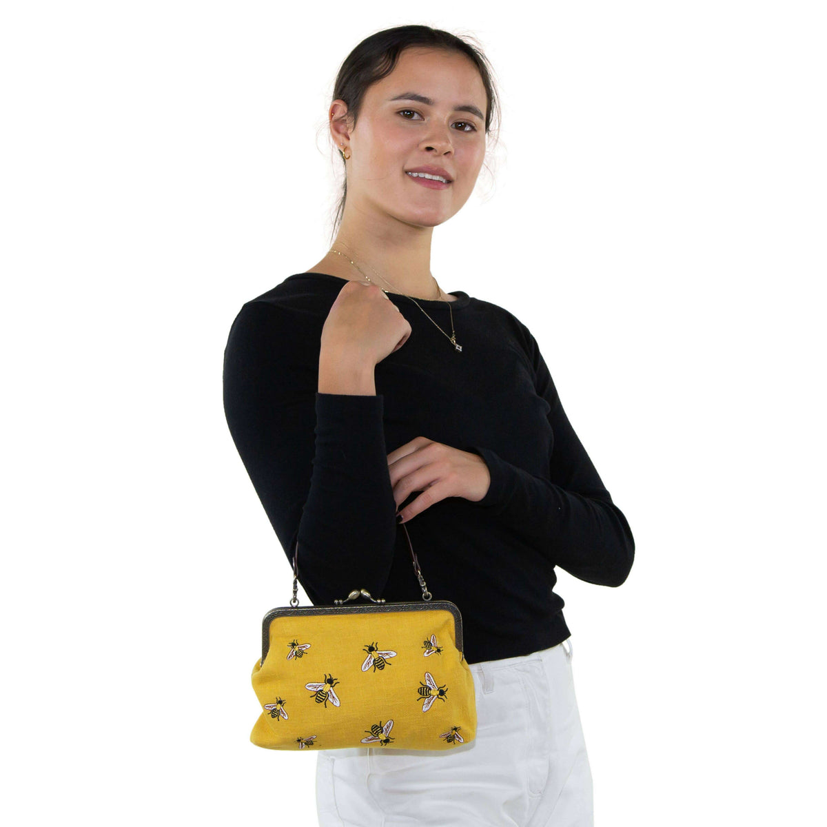 Bees Kisslock Vintage Style Convertible Handbag