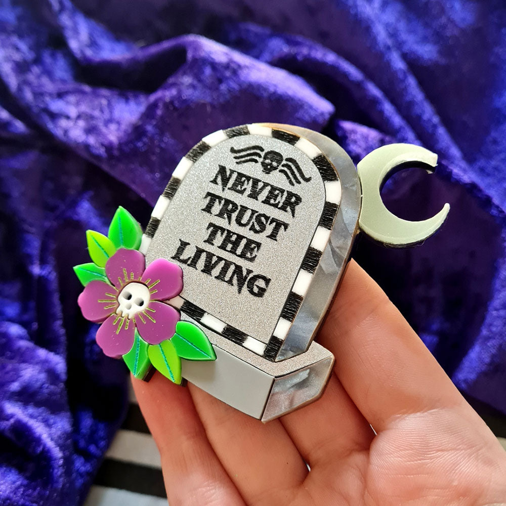 Beetle Juice Gravestone Brooch by Cherryloco Quirks!